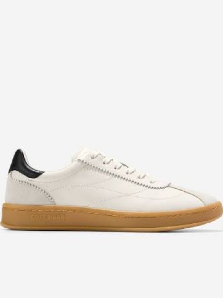 Cole Haan Women's Grand Crosscourt Brynn Sneakers Ivory Silver Birch Suede 6.5